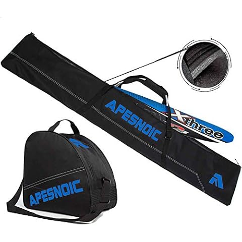 AIRTTUZ Padded Two-Piece Ski and Boot Bag Combo Water-Resistant Ski Boot Travel Bag Fit Skis Up to 200 cm & Boots Size 13 With 5mm Foam Ski Gear Bag. Cover