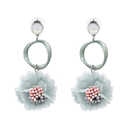 Lisa Billy Earrings Pendientes de Encaje para Mujer, diseño de Flor, Color Verde