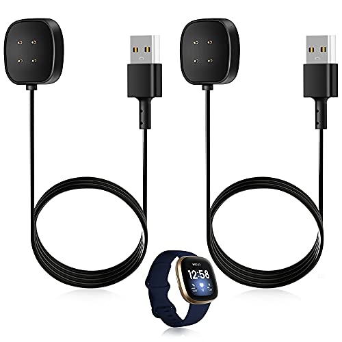 Xahpower Caricabatterie per Fitbit Versa 3, 2 Pezzi Cavo Caricatore USB Compatibile con Versa 3 / Versa 4 / Sense/Sense 2, 100CM Ricambio Cavo Magnetico di Ricarica Caricabatteria