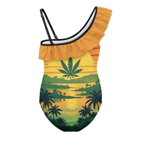 Image of Girls Swimsuit One Piece Ruffle Swimsuit Non-Slip Straps UPF 50+ for Girls Size 3-14 Years