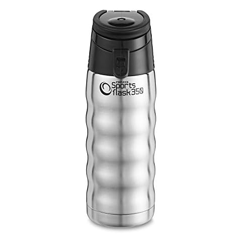 Pioneer Stainless Steel Sports Flask, Double Wall Vacuum Insulated Drinks Bottle, 350ml, Stainless Steel Cover