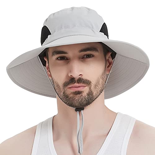 Sireck Sun Hat For Men Women, Upf 50+ Fishing Hat, Outdoor Sun Protection Bucket Hats, Water Resistant Wide Brim Safari Hat Quick Dry Summer Boonie Hat For Hiking Hunting Gardening Beach (Light Gray) #TOP5