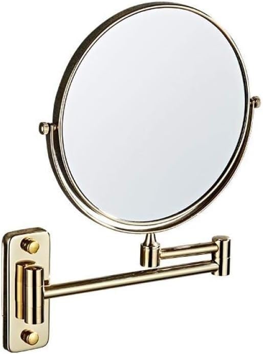 BRGINBM Espejo de Maquillaje de Montaje en Pared de 8 Pulgadas con Acabado de Aumento de 3X Espejo Perforado Espejo de Belleza para Colgar en la Pared del baño (Color : Gold)