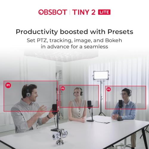 Image of OBSBOT Tiny 2 Lite AI-Powered 4K PTZ Webcam with AI Tracking, 1 /2″ Sensor, 1080p@60FPS HDR, Gesture Control, Dual Microphones, Auto Focus | Webcam for PC, Laptop, Streaming, Meetings & Video Calls