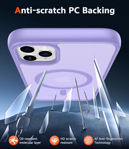 Image of FNTCASE for iPhone 11 Pro-Max Case: Matte Magnetic Phone Cases Compatible with Magsafe Slim Anti Yellowing Military Grade Drop Protection Rugged Protective Translucent Cell Phone Cover (C-Purple)