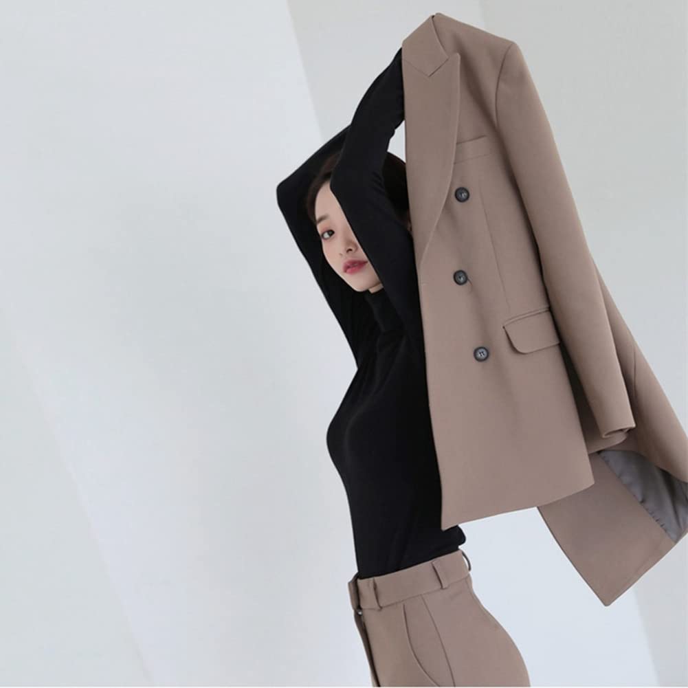 Completo Tailleur da Donna, 2 Pezzi da Tuta Elegante Blazer Doppiopetto Colletto Sartoriale + Pantaloni a Gamba Dritta Completo Set, per Ufficio E Lavoro