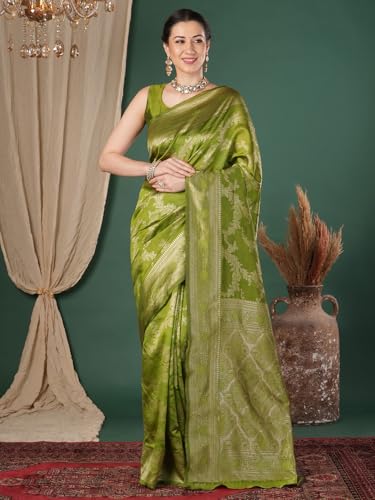 Image of AKHILAM Women's Kanjivaram Woven Soft Silk Saree With Blouse Piece