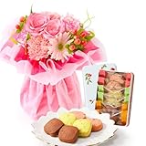 bloomee(ブルーミー) 銀座千疋屋 フルーツクッキー × そのまま飾れるブーケ ピンク Sサイズ 生花 花束 花 (ギフト プレゼント お祝い) 誕生日 フラワーギフト お菓子 クッキー 焼き菓子 (花瓶不要 水いらず)