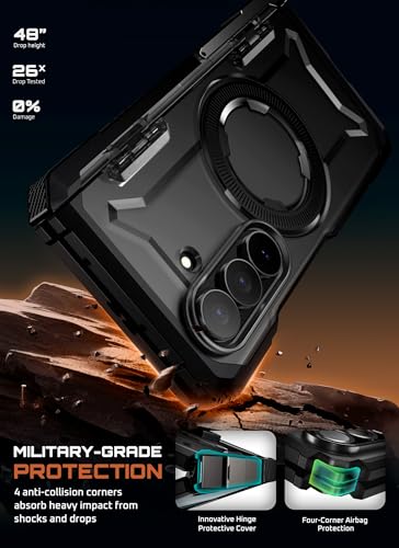 Image of SUPCASE for Samsung Galaxy Z Fold 7 Case with Kickstand (UB Grip), [Compatible with MagSafe] [Built-in Tempered Glass Screen Protector] [Hinge Coverage] Military-Grade Protection Phone Case, Black | Compatible with MagSafe, Tempered Glass Screen Protector, Military-Grade Protection, Hinge Coverage, Unicorn Beetle Grip