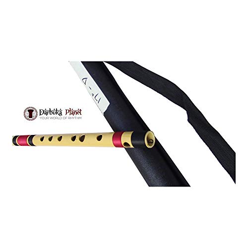 Image of Zaza Percussion- Professional Polished Bamboo Bansuri Flute - (Indian Flute) With Carry Bag (17'' D-Middle)