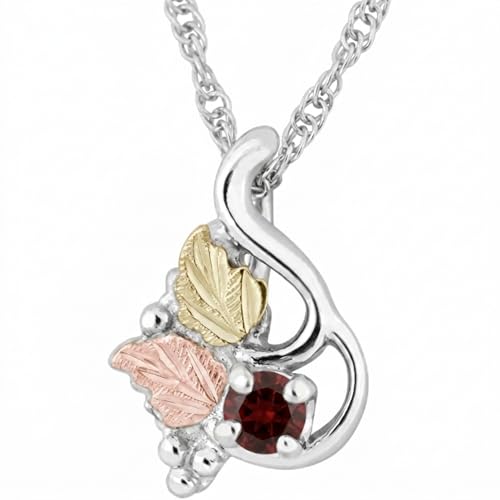 Genuine Idaho Garnet Pendant Necklace Sterling Silver 12k Rose and Green Black Hills Gold 18 and 24 Inches