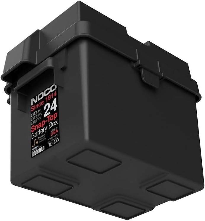 Battery Box Snap-Top Rugged Design Black Reinforced Plastic Fully Ventilated 10-1/2 Inch Length x 7.2 Inch Width x 9.6 Inch Height Internal Dimension