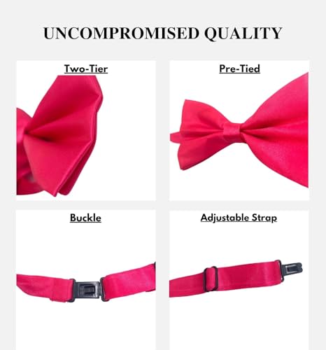 Image of MDSTYLE Bow Ties for Men Pre-Tied Adjustable - Classic Men's Bow Tie - Tuxedo Wedding Formal Bowtie Solid Color Bowties