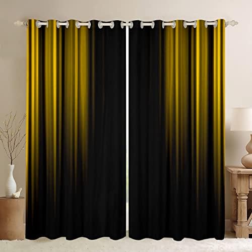 Abstract Ombre Curtains Kids Girls Boys Teens Green and Black Window Curtains for Bedroom Living Room,Gradient Window Treatment W46*L54 Inch