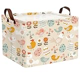 NIETEIN Large Easter Basket Gift Empty Personalized Fabric Bunny Kid Easter Basket for Boy and Girl Room Decor Storage Bin (N-13)