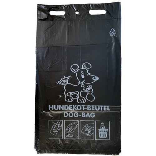 Hundekotbeutel 200 x 330 + 40 mm schwarz mit Druck geblockt 1000 Stück