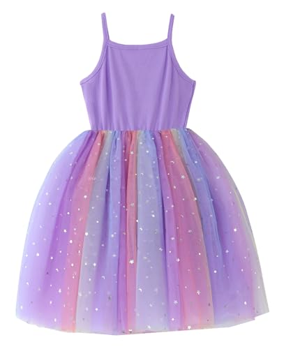 Image of GSVIBK Baby Girls Tutu Dress Sleeveless Toddler Cotton Tulle Skirt Princess Party Prom Dresses