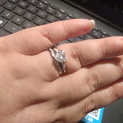 SISGEM Heart Cut Infinity Twist Engagement Rings Set for Women,1.84/2.84 CTW Moissanite Rings Sterling Silver Wedding Engagement Anniversary Bands Set Free Engraved2