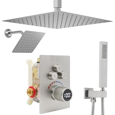 Shower System 12 Inches Rainfall Shower System Shower Head System for Bathroom 3 function shower system set Shower Faucet Rough-in Valve