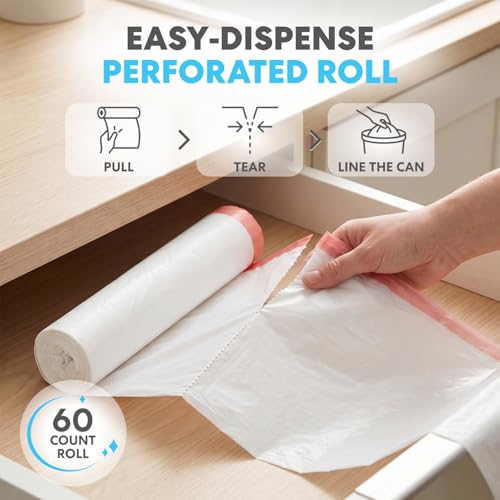 Image of SIMPLI-MAGIC 8 Gallon / 30 Liter Trash Liner (Code A), Tear-Resistant Trash Bags for Kitchen, Office, Bathroom, and Bedroom Trash Cans, 60 pack