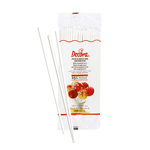 DECORA 25 Sticks Made of Oven-Safe Paper, White, 304 x 3.8 mm