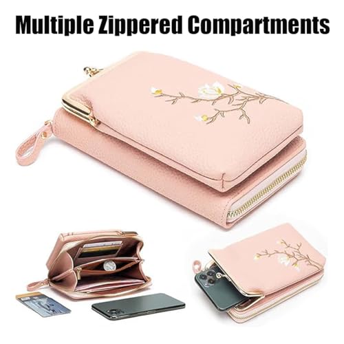 Women Sling Cross-Body Wallet with Mobile Cell Phone Holder, Embroidery Phone Wallet, Crossbody Bag for Women2