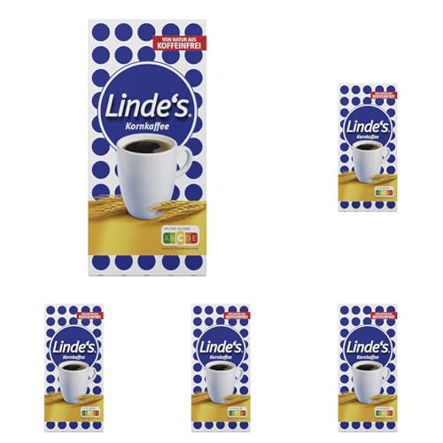 Nestlé LINDE'S KORNKAFFEE, koffeinfrei, mit Gerstenmalz, mild-würziger Geschmack & intensives Aroma ohne Koffein, 5er Pack (1x500g)