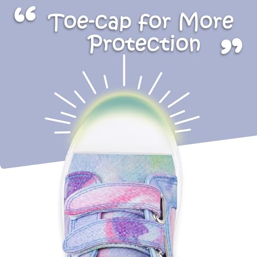 Image of KomForme Toddler Sneakers for Boys and Girls Cartoon Dual Hook and Loops Sneakers Baby Canvas Shoes | Comfortable, Lightweight