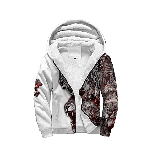 Sweat à capuche lion 3D zippé en polaire douce pour ne plus jamais avoir froid en hiver