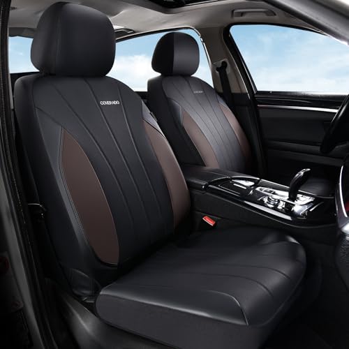 Image of Coverado Seat Covers, Red Car Seat Covers Full Set, Automotive Seat Covers 5 Seats, Waterproof Black Car Seat Protectors Universal Fit for SUVs Trucks Sedans