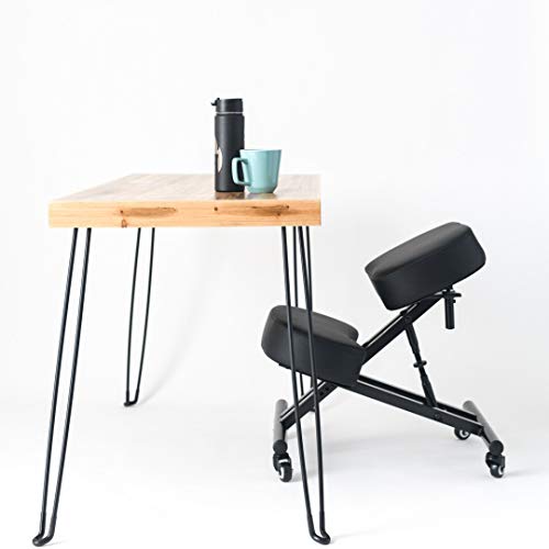 SLEEKFORM Kneeling Chair Height Adjustable | Ergonomic Posture Correcting Knee Stool for Bad Back Support, Neck Pain Relief, Computer Desk | Orthopedic Faux Leather Knees Cushions | Universal Wheels - Thumbnail 7