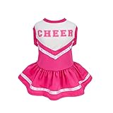 Fitwarm Cheerleader Dog Costume, Sporty Cheer Dog Dress for Small Dogs Girl, Pet Clothes Cat Outfits, Pink White, XXS