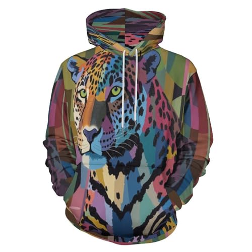 Pull imprimé couple personnalisé motif guépard vert en 3D