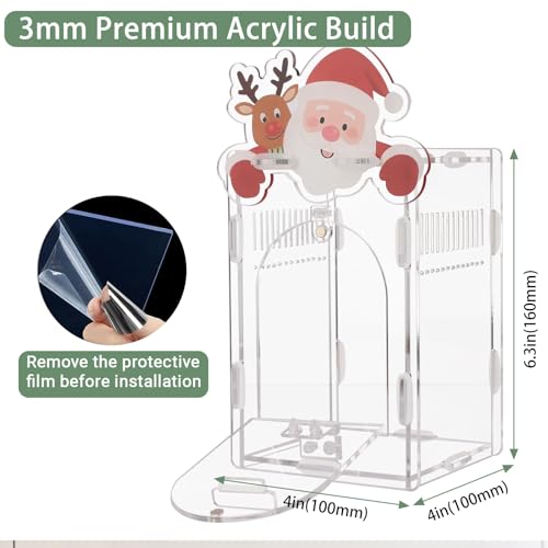 Image of Santa Claus Jumping Spider Enclosure, Magnetic Acrylic Habitat Terrarium with Secure Doors, 4x4x6.3 Inch Small Desktop Decor Gift for Spider, Mantis, Beetles