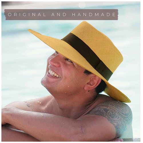 Gamboa Sun Protection Uv Upf50+ Panama Hat Men And Women Original Straw Wide Brim Hat Sombrero Hombre Mujer Para Sol Light Brown #TOP2