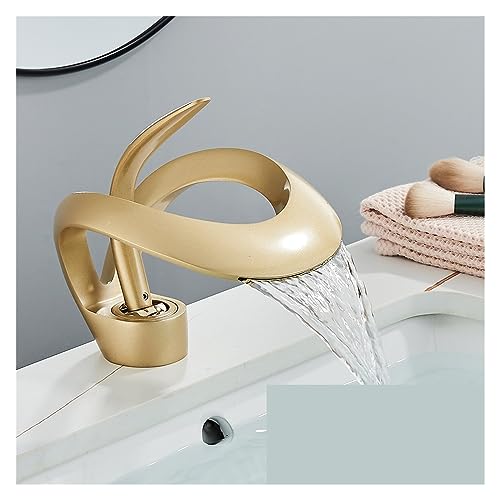 Robinet de lavabo de salle de bain mitigeur cascade en laiton pour vasque moderne