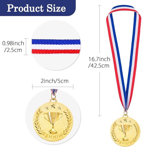 Caydo 24 Pieces Gold Award Medals Metal Winner Medals for Award for Adults for Competitions, Sports Events, Party, 2 Inch by Caydo - Image 2