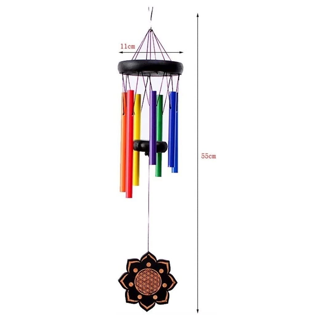 Dzwonki Wietrzne do Domu, Ogrodu Wind Chimes 7 Tube Chime Lotus Wisiorek Do Domu Wisząca Dekoracja