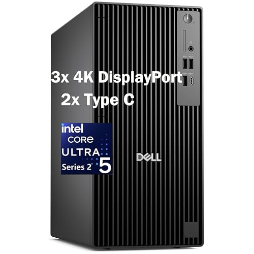 Dell Pro Tower Plus Business Desktop QBT1250�AIntel Core Ultra 5 235 AI�Ή��v���Z�b�T�A16GB DDR5 RAM�A512GB PCIe SSD�ADVDRW�A3X 4K DisplayPo