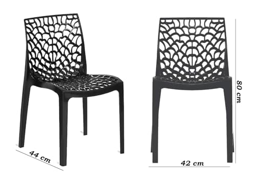 Image of Binani Web Designer Plastic Chair for Home, Office and Restaurant and Cafe|Armless Chair for Dining Room| Heavy Duty Outdoor Plastic Chair | Designer Balcony Chair (2, Black)