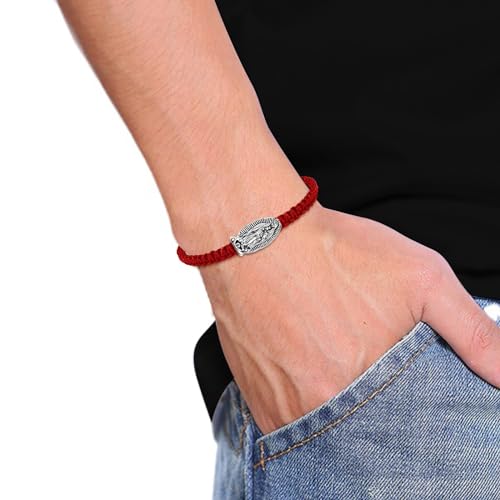 4 Pieces Catholic San Benito Bracelet Virgen De Guadalupe Bracelet Handmade Braided Adjustable String Cord Blessing Friendship Mexican Bracelet for Women Men4