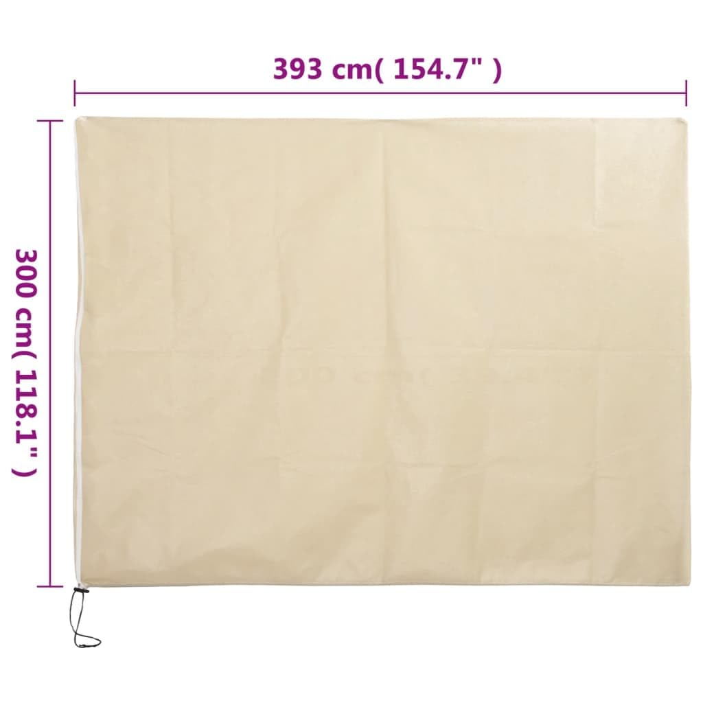 Mangloder - Tessuto non tessuto invernale con cerniera 70 g/m², beige, 3,93 x 3 m, tessuto non tessuto in polipropilene con coulisse, per la cura del giardino, accessori per la cura della serra