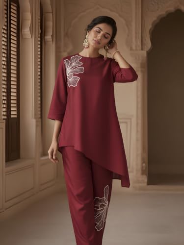 Image of Women's Sequin Embroidered Chanderi Co-ord Set Traditional Style