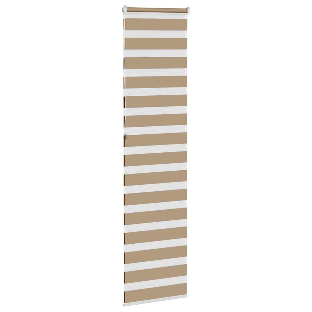 Tenda a rullo zebrata, beige, poliestere, 55,9 cm | Doppio strato, controllo della luce, montaggio senza foratura, facile pulizia, catena di sicurezza