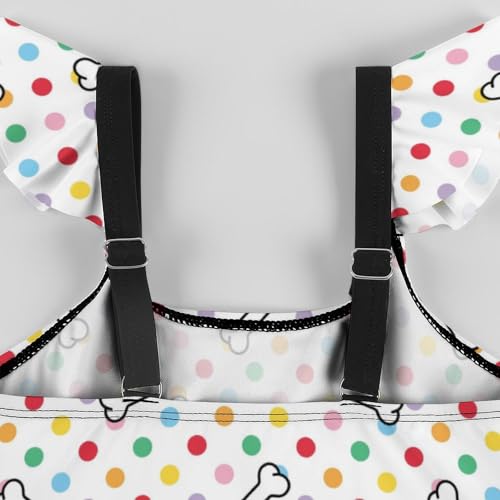 Image of Girls One Piece Swimsuit Polka Dots Ruffles Swimwear Bathing Suits 3-12 Years