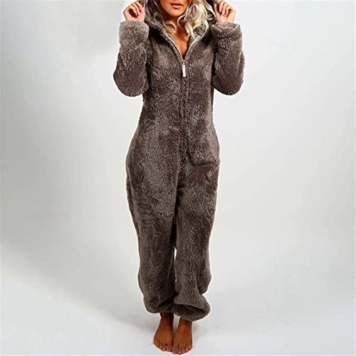 Dames winter fleece jumpsuit effen warme overalls oversized losse broek lang baggy broekpak ritssluiting lang overall… - Image 3