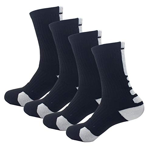 GLOYY 4P Pack Men's Cotton Moisture Wicking Cushion Crew Socks Sport Hiking Working (Color2)