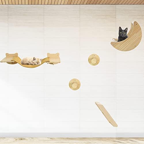 Cat Shelf for Wall Hammock Climbing Shelves and Perches-Cat Wall Shelves and Hammock Set with Wall Cat Steps Bundle