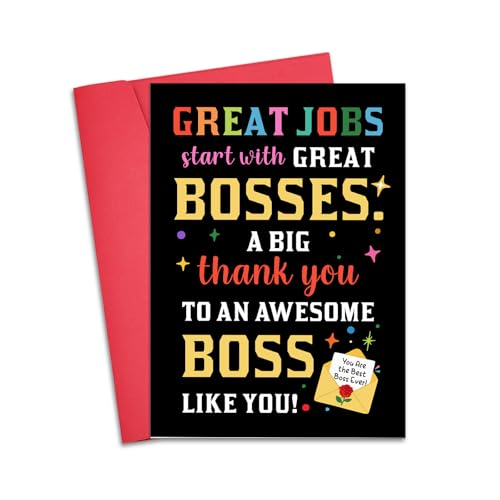 Thank You Boss Day Card for Boss Leader Manager, Bosses Day Cards Gifts for Women Men, Best Bosses Appreciation Cards, Funny Boss's Day Card Gifts for Men, National Boss's Day Birthday Gift for women