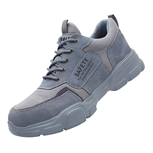 Zapatos de Seguridad para Mujer Ligero,Zapatos De Trabajo Indestructibles, CóModos, Ligeros, Acolchados con Aire,Lienzo Gris_39 Cover